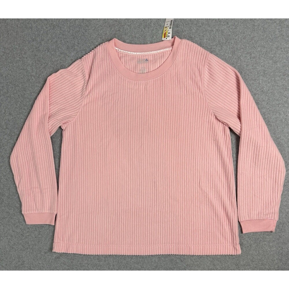 NWT Croft & Borrow Women’s Large Pink Long Sleeves Crew Neck Sleepwear Top